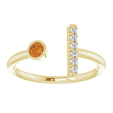 14K Gold Round Natural Citrine Bar Ring - Yellow Gold - view 3