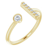 14K Gold Round Natural Diamond Bar Ring – 3mm Stones - Yellow Gold