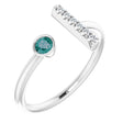 Platinum Round Lab-Grown Alexandrite Bar Ring