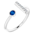 Platinum Round Lab-Grown Blue Sapphire Bar Ring
