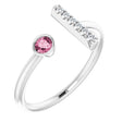 Platinum Round Natural Pink Tourmaline Bar Ring