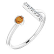 14K Gold Round Natural Citrine Bar Ring - White Gold