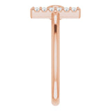 14K Gold Round Natural Blue Sapphire Bar Ring - Rose Gold - view 4