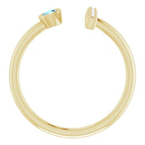 14K Gold Round Natural Aquamarine Bar Ring - Yellow Gold - view 2