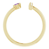 14K Gold Round Natural Amethyst Bar Ring - Yellow Gold - view 2