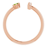 14K Gold Round Natural Peridot Bar Ring - Rose Gold - view 2