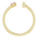 14K Gold Round Natural Pink Tourmaline Bar Ring - Yellow Gold - view 2
