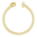 14K Gold Round Natural Citrine Bar Ring - Yellow Gold - view 2