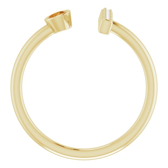 14K Gold Round Natural Citrine Bar Ring - Yellow Gold - view 2