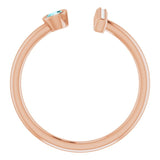 14K Gold Round Natural Blue Zircon Bar Ring - Rose Gold - view 2
