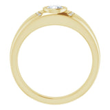 14K Gold Round Natural Diamond Accented Bezel-Set Ring – 5mm Stones - Yellow Gold - view 2