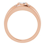 14K Gold Round Natural Diamond Accented Bezel-Set Ring – 5mm Stones - Rose Gold - view 2