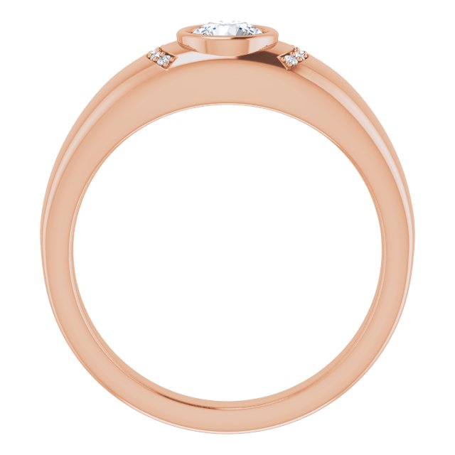 14K Gold Round Natural Diamond Accented Bezel-Set Ring – 5mm Stones - Rose Gold - view 2
