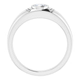 14K Gold Round Natural Diamond Accented Bezel-Set Ring – 5mm Stones - White Gold - view 2