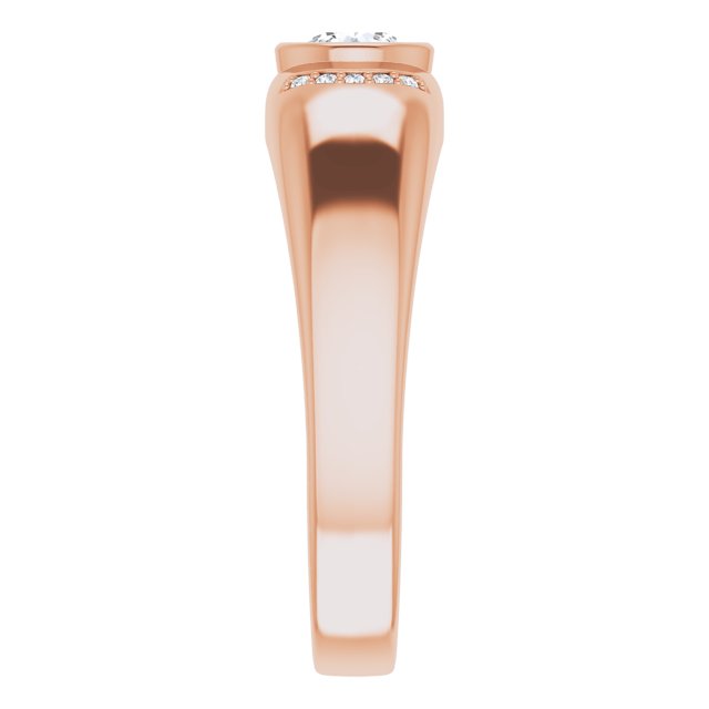 14K Gold Round Natural Diamond Accented Bezel-Set Ring – 5mm Stones - Rose Gold - view 4