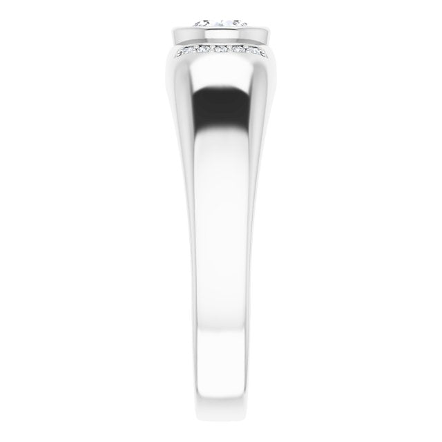 14K Gold Round Natural Diamond Accented Bezel-Set Ring – 5mm Stones - White Gold - view 4