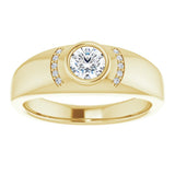14K Gold Round Natural Diamond Accented Bezel-Set Ring – 5mm Stones - Yellow Gold - view 3