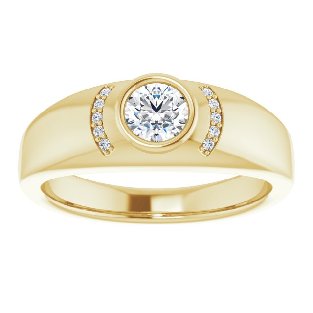 14K Gold Round Natural Diamond Accented Bezel-Set Ring – 5mm Stones - Yellow Gold - view 3