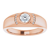 14K Gold Round Natural Diamond Accented Bezel-Set Ring – 5mm Stones - Rose Gold - view 3