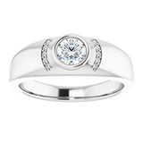 14K Gold Round Natural Diamond Accented Bezel-Set Ring – 5mm Stones - White Gold - view 3