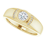 14K Gold Round Natural Diamond Accented Bezel-Set Ring – 5mm Stones - Yellow Gold - view 5
