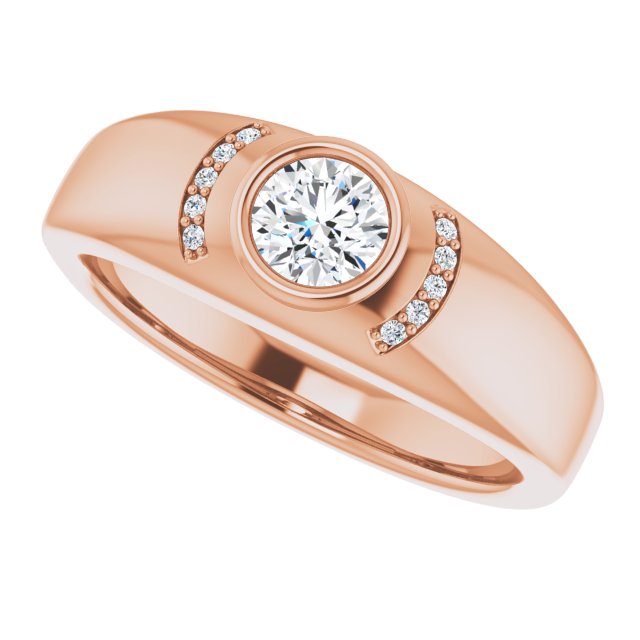 14K Gold Round Natural Diamond Accented Bezel-Set Ring – 5mm Stones - Rose Gold - view 5