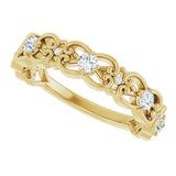 14K Gold Round Natural Diamond Vintage-Inspired Scroll Ring - Yellow Gold - view 5