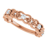 14K Gold Round Natural Diamond Vintage-Inspired Scroll Ring - Rose Gold - view 5