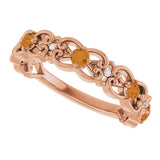14K Gold Round Natural Citrine Vintage-Inspired Scroll Ring - Rose Gold - view 5
