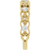 14K Gold Round Natural Diamond Vintage-Inspired Scroll Ring - Yellow Gold - view 4