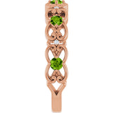 14K Gold Round Natural Peridot Vintage-Inspired Scroll Ring - Rose Gold - view 4
