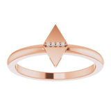 14K Gold Round Natural Diamond Geometric Ring II - Rose Gold - view 3
