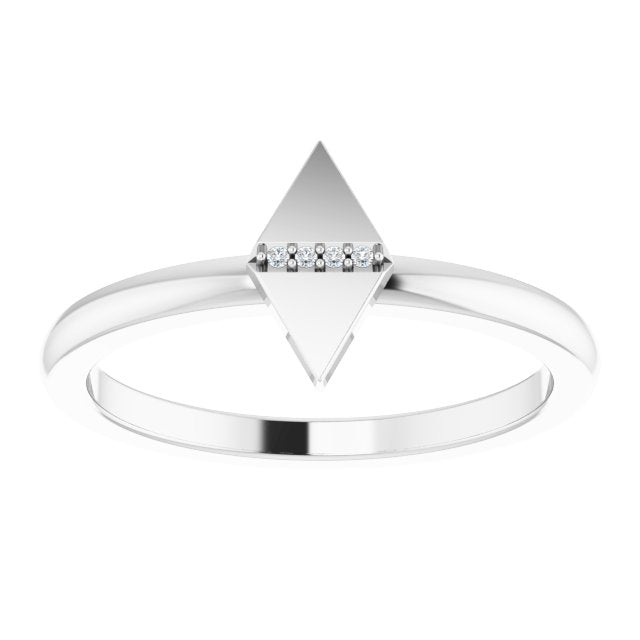 14K Gold Round Natural Diamond Geometric Ring II - White Gold - view 3
