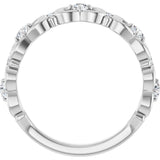 14K Gold Round Natural Diamond Vintage-Inspired Scroll Ring - White Gold - view 2