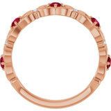 14K Gold Round Natural Ruby Vintage-Inspired Scroll Ring - Rose Gold - view 2