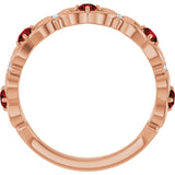 14K Gold Round Natural Mozambique Garnet Vintage-Inspired Scroll Ring - Rose Gold - view 2