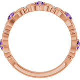 14K Gold Round Natural Amethyst Vintage-Inspired Scroll Ring - Rose Gold - view 2