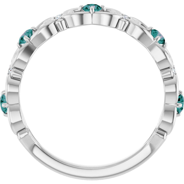 Platinum Round Natural Alexandrite Vintage-Inspired Scroll Ring - view 2