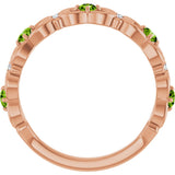 14K Gold Round Natural Peridot Vintage-Inspired Scroll Ring - Rose Gold - view 2
