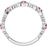 14K Gold Round Natural Pink Tourmaline Vintage-Inspired Scroll Ring - White Gold - view 2