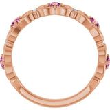14K Gold Round Natural Pink Tourmaline Vintage-Inspired Scroll Ring - Rose Gold - view 2