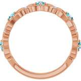 14K Gold Round Natural Blue Zircon Vintage-Inspired Scroll Ring - Rose Gold - view 2