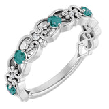 Platinum Round Natural Alexandrite Vintage-Inspired Scroll Ring