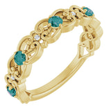 14K Gold Round Lab-Grown Alexandrite Vintage-Inspired Scroll Ring - Yellow Gold