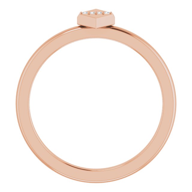 14K Gold Round Natural Diamond Geometric Ring II - Rose Gold - view 2