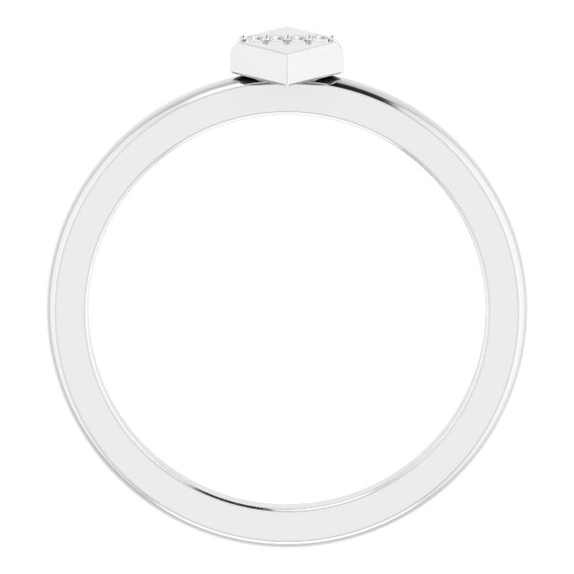 14K Gold Round Natural Diamond Geometric Ring II - White Gold - view 2