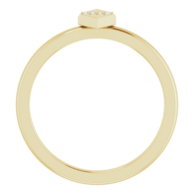 14K Gold Round Natural Diamond Geometric Ring II - Yellow Gold - view 2