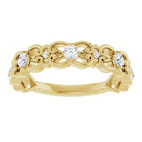 14K Gold Round Natural Diamond Vintage-Inspired Scroll Ring - Yellow Gold - view 3