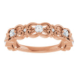 14K Gold Round Natural Diamond Vintage-Inspired Scroll Ring - Rose Gold - view 3