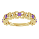 14K Gold Round Natural Amethyst Vintage-Inspired Scroll Ring - Yellow Gold - view 3